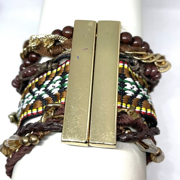 Multistrand beaded ribbon chain tapestry magnetic bracelet Boho - Picture 4 of 7